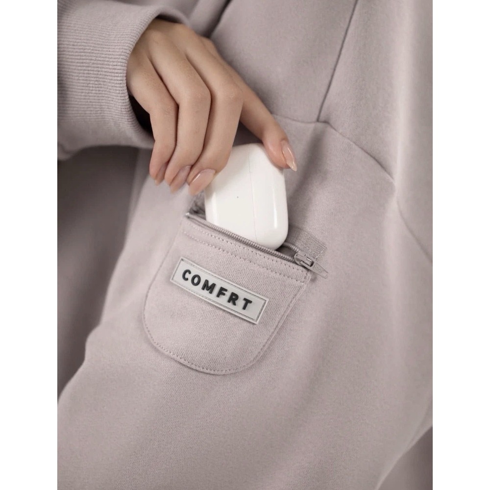 Comfrt Unisex Adults' Solid Travel Essentials Pullover Hoodie NC3 Bark Small - Picture 3 of 10